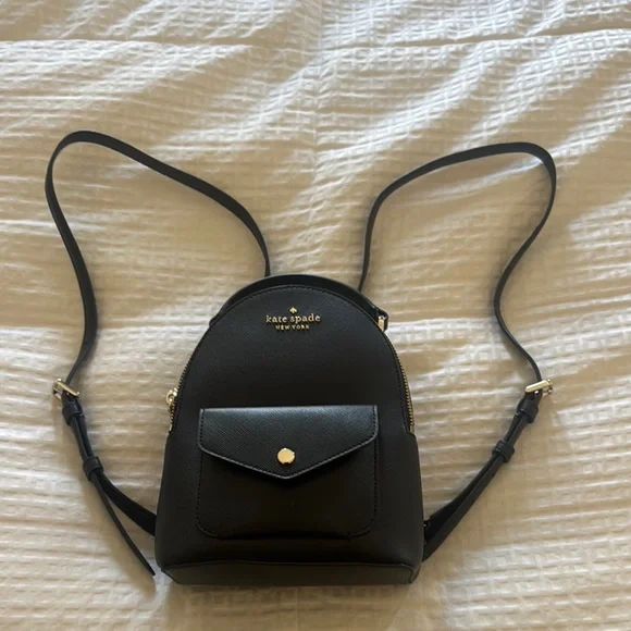 Kate Spade Black Backpack Sleek Minimalist Design kate spade | Bags | Kate Spade Black Leather Backpack Sleek  main image 3